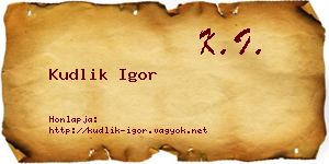 Kudlik Igor névjegykártya